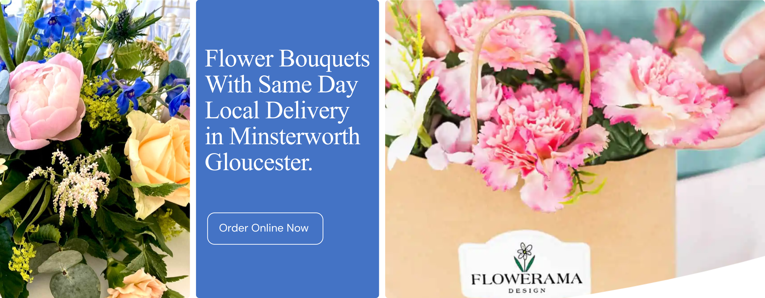 Seasonal bouquets from Flowerama Design in Minsterworth offering same-day delivery