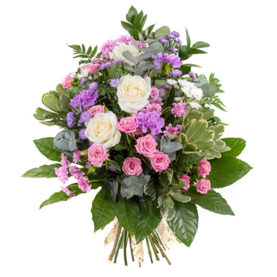 Tied Sheaf SYM-339 - This tied sheaf is lovingly made using pink, lilac and white flowers by our specialist florists. 